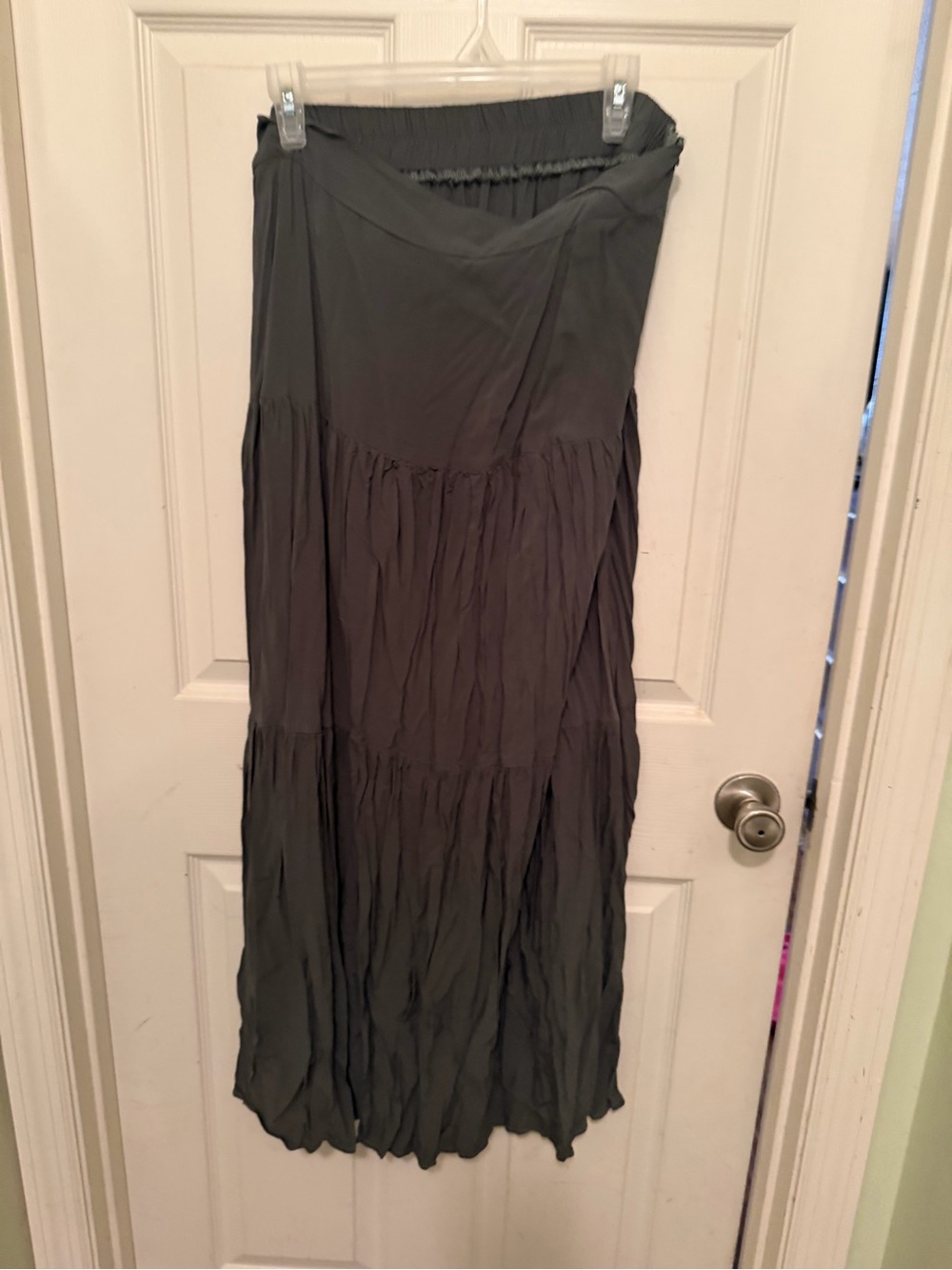 SHEIN Olive Tiered Maxi Skirt
